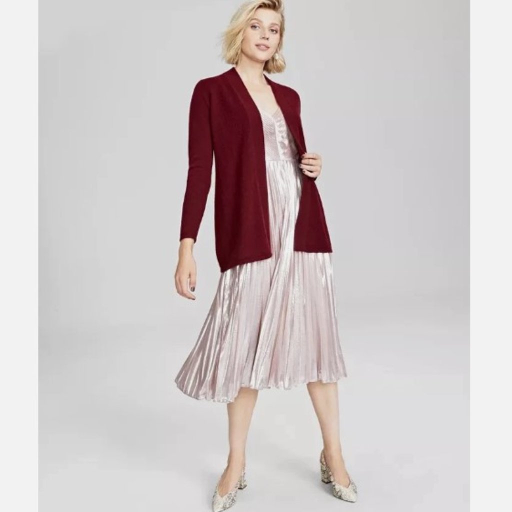 New! Charter Club Luxury Cashmere Crantini Burgundy Open Cardigan Sweater - 2x